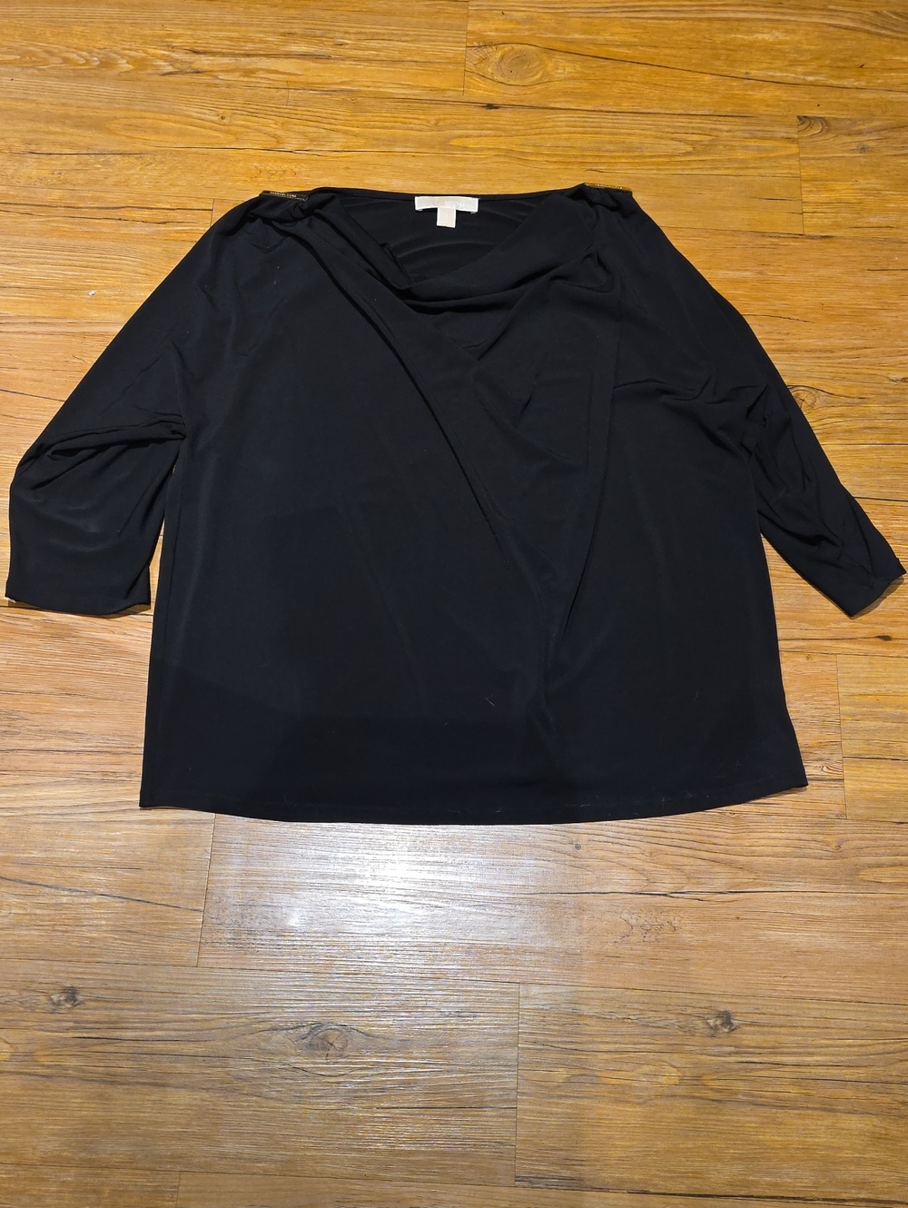MICHAEL Michael Kors Black Draped V-Neck Women's Top